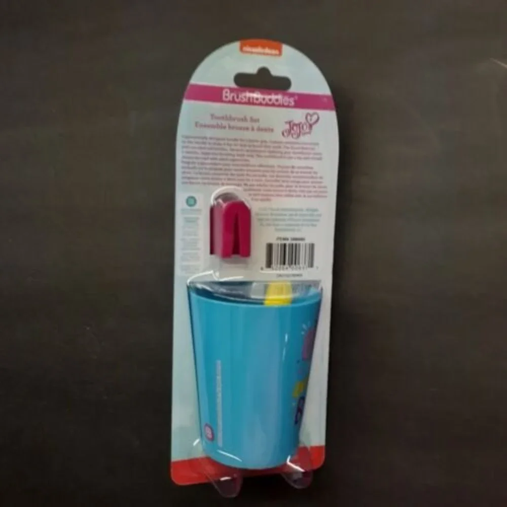 Jojo Siwa 3 Piece Toothbrush Set Holographic Cap & Rinsing Cup Blue Yellow Pink